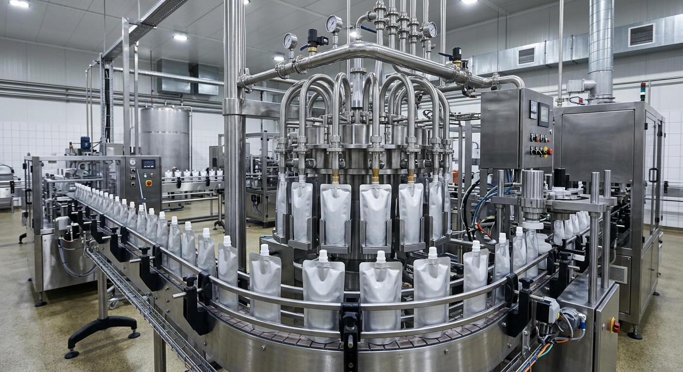Spout pouch filling equipment for puree packaging