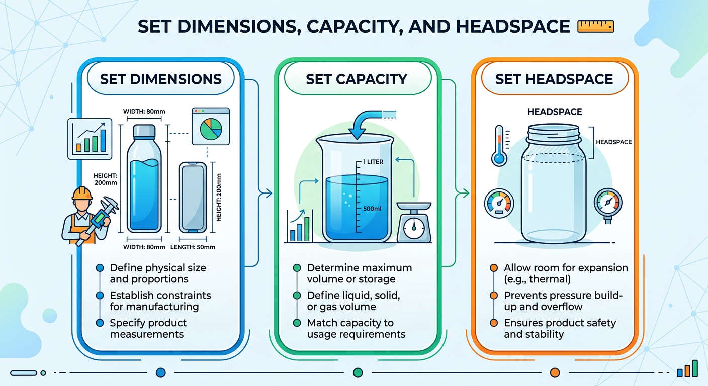 Set Dimensions, Capacity, and Headspace