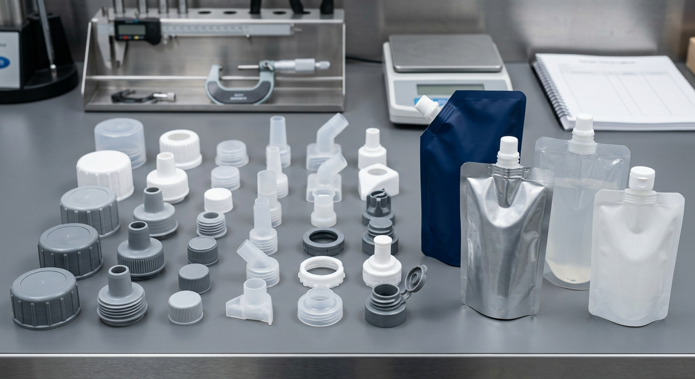 Different spout pouch cap and opening-size options