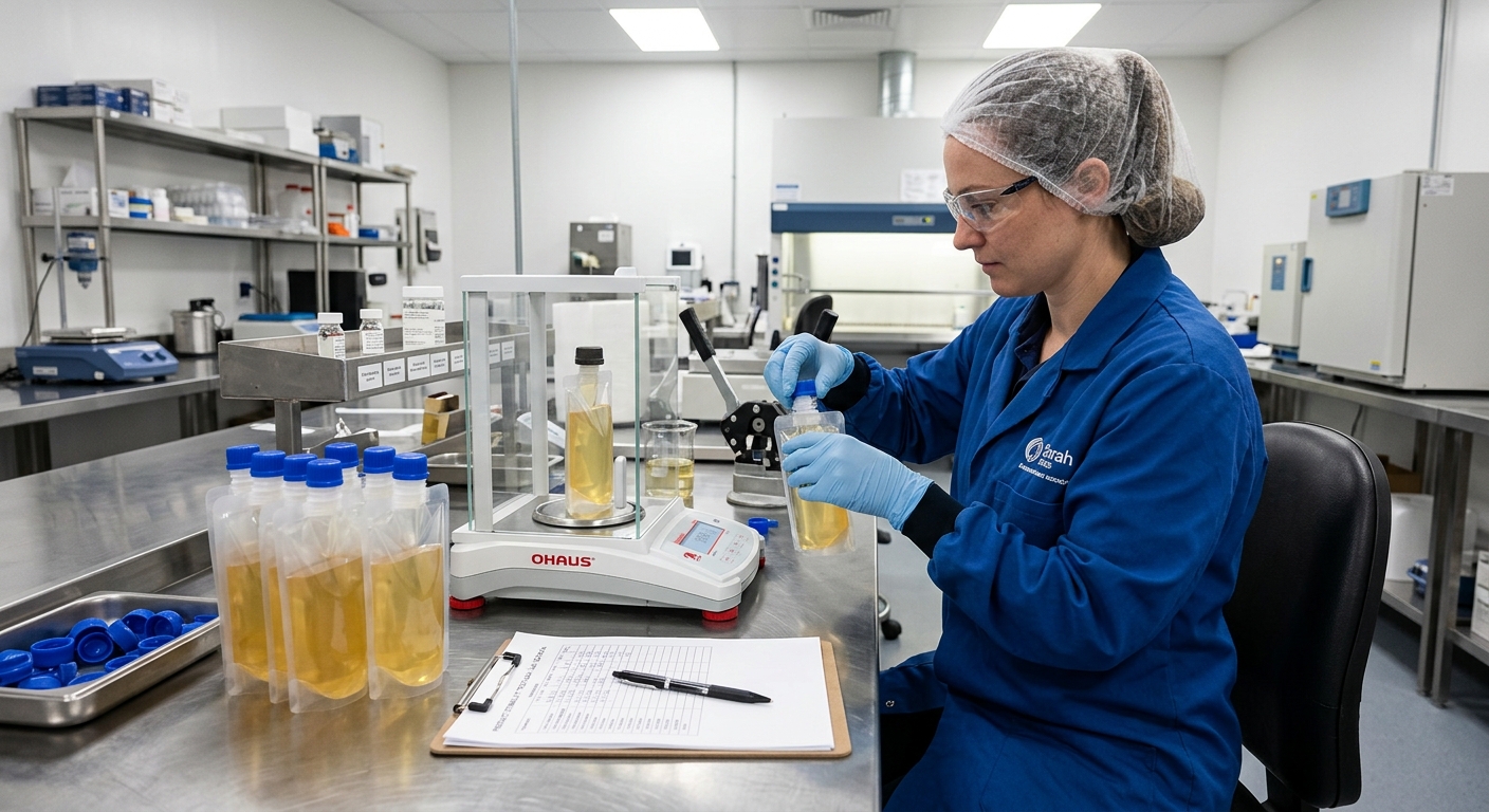 Preparing filled spout pouch samples for leak testing