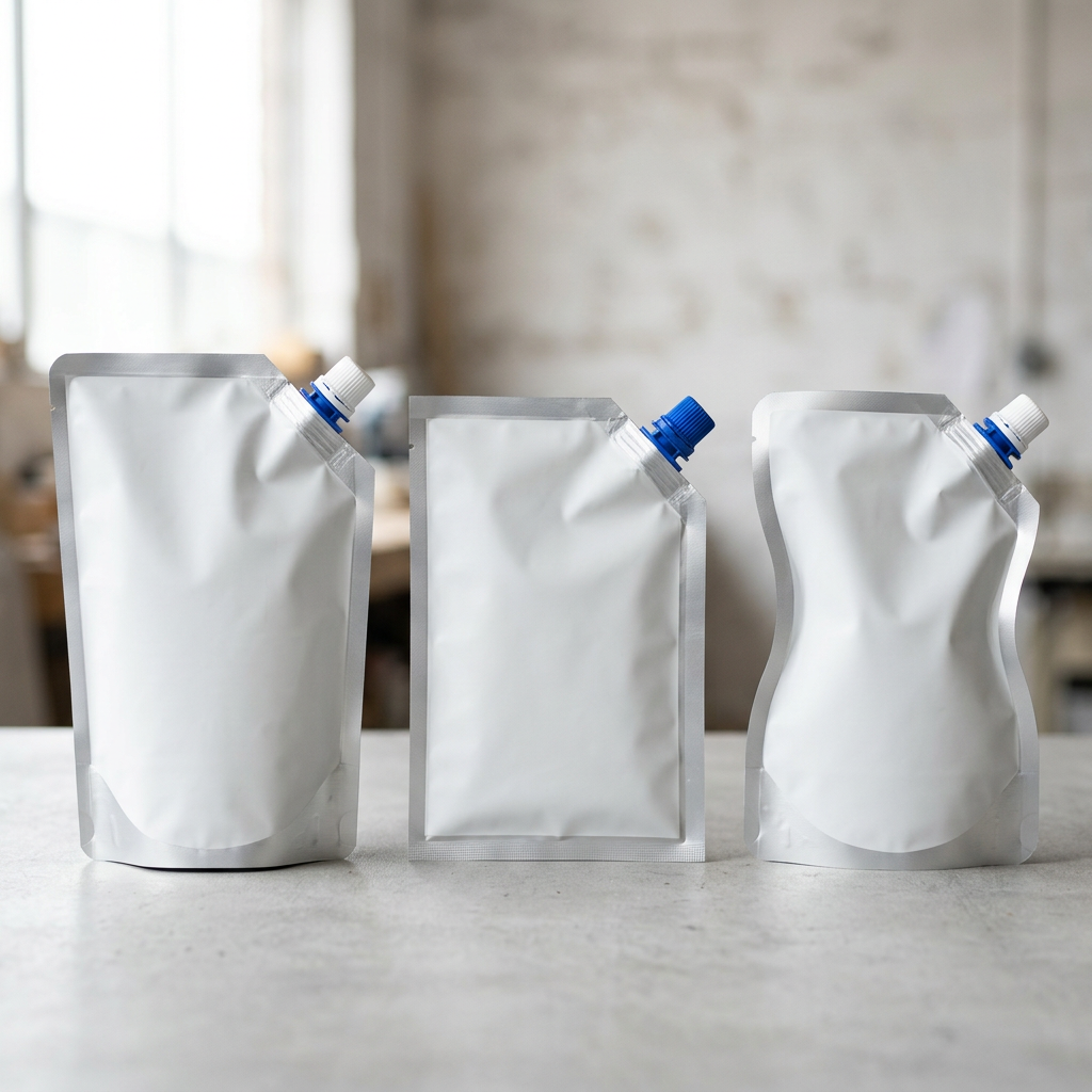 Stand-up, flat, and shaped spout pouch formats