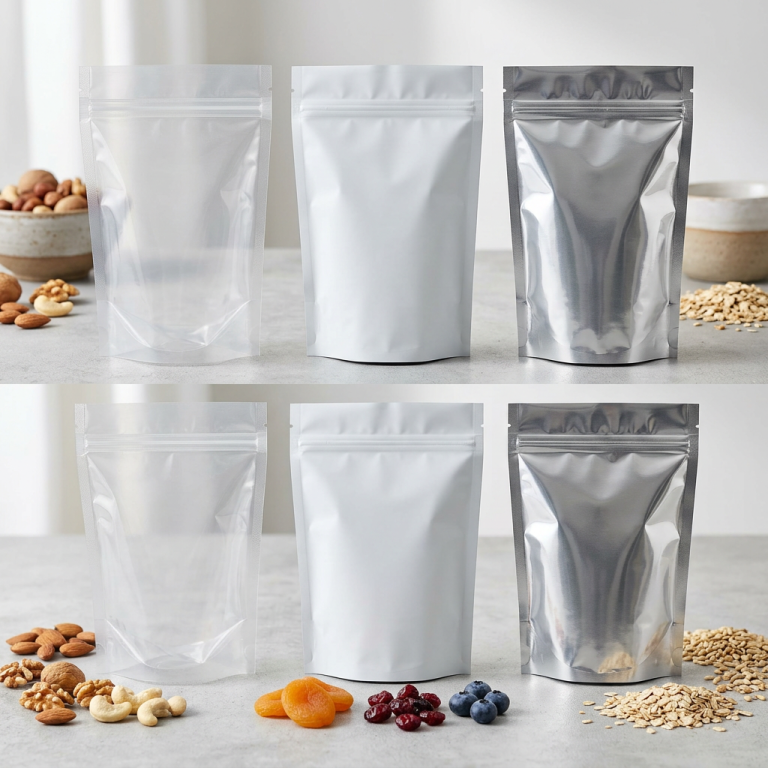 Assortment of zipper pouch formats for food packaging