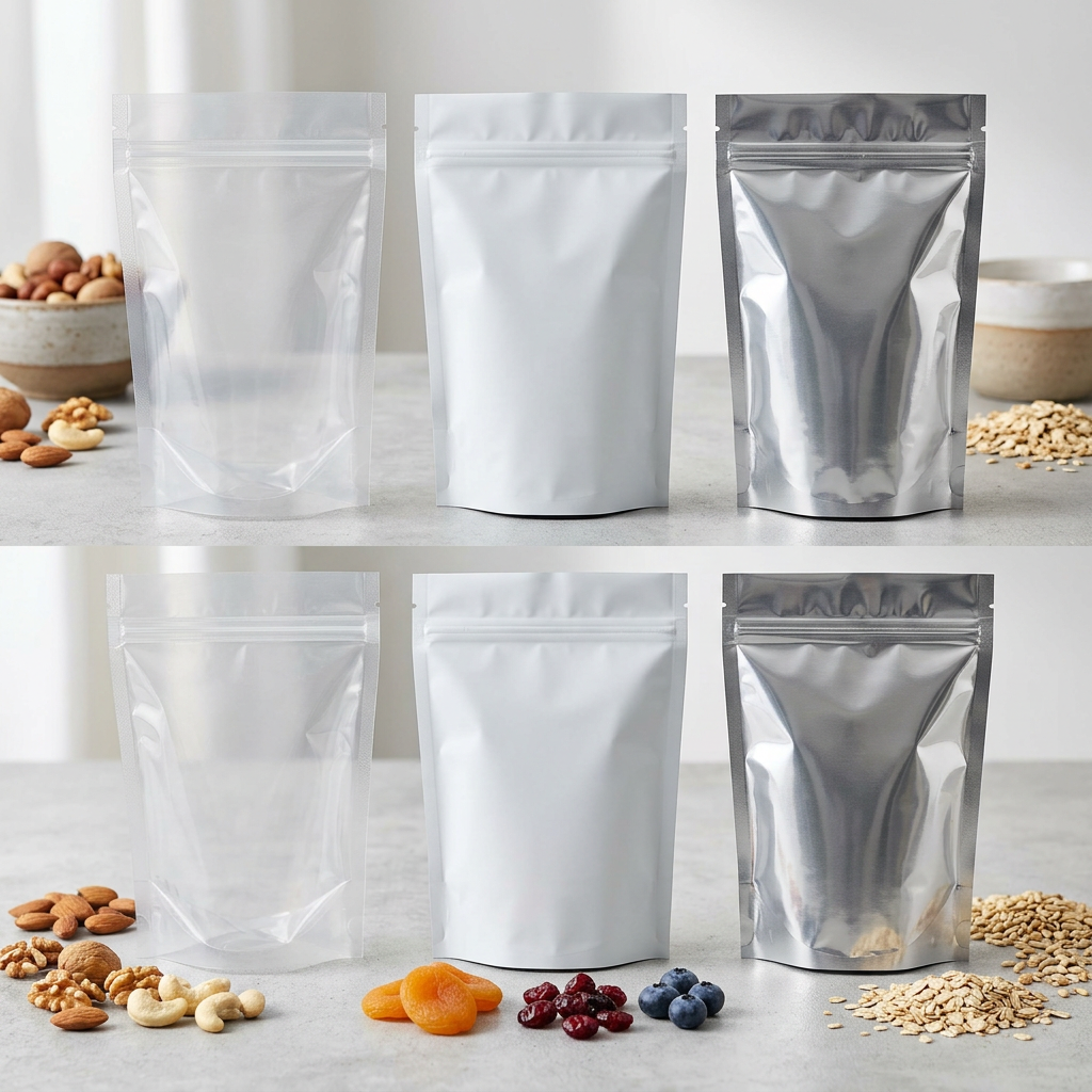 Assortment of zipper pouch formats for food packaging