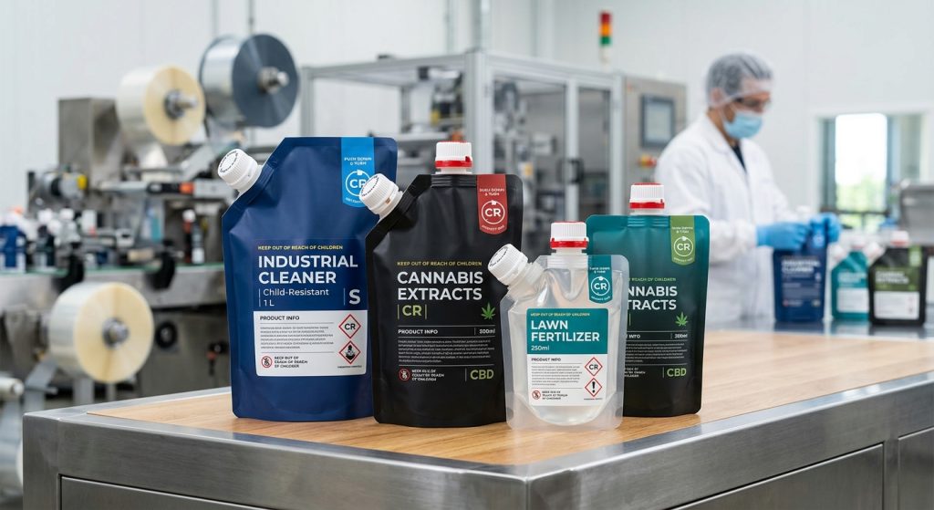 Child-Resistant Spout Pouches for Chemicals and Cannabis: A Packaging Buyer's Guide