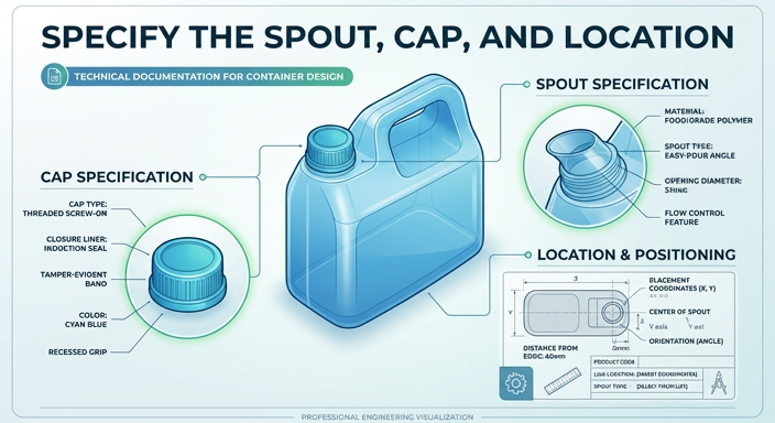 Specify the Spout, Cap, and Location