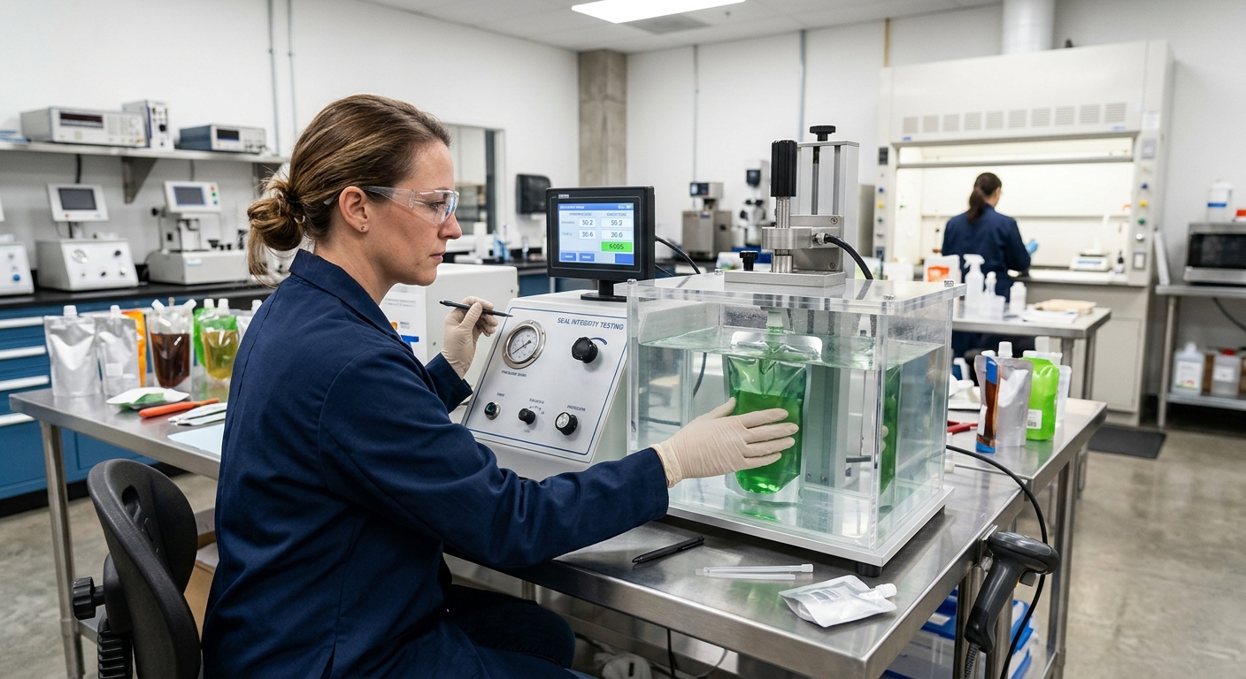 Validation testing for filled spout pouches