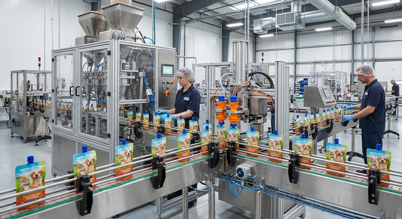 Filling and cap application equipment for pet food spout pouches