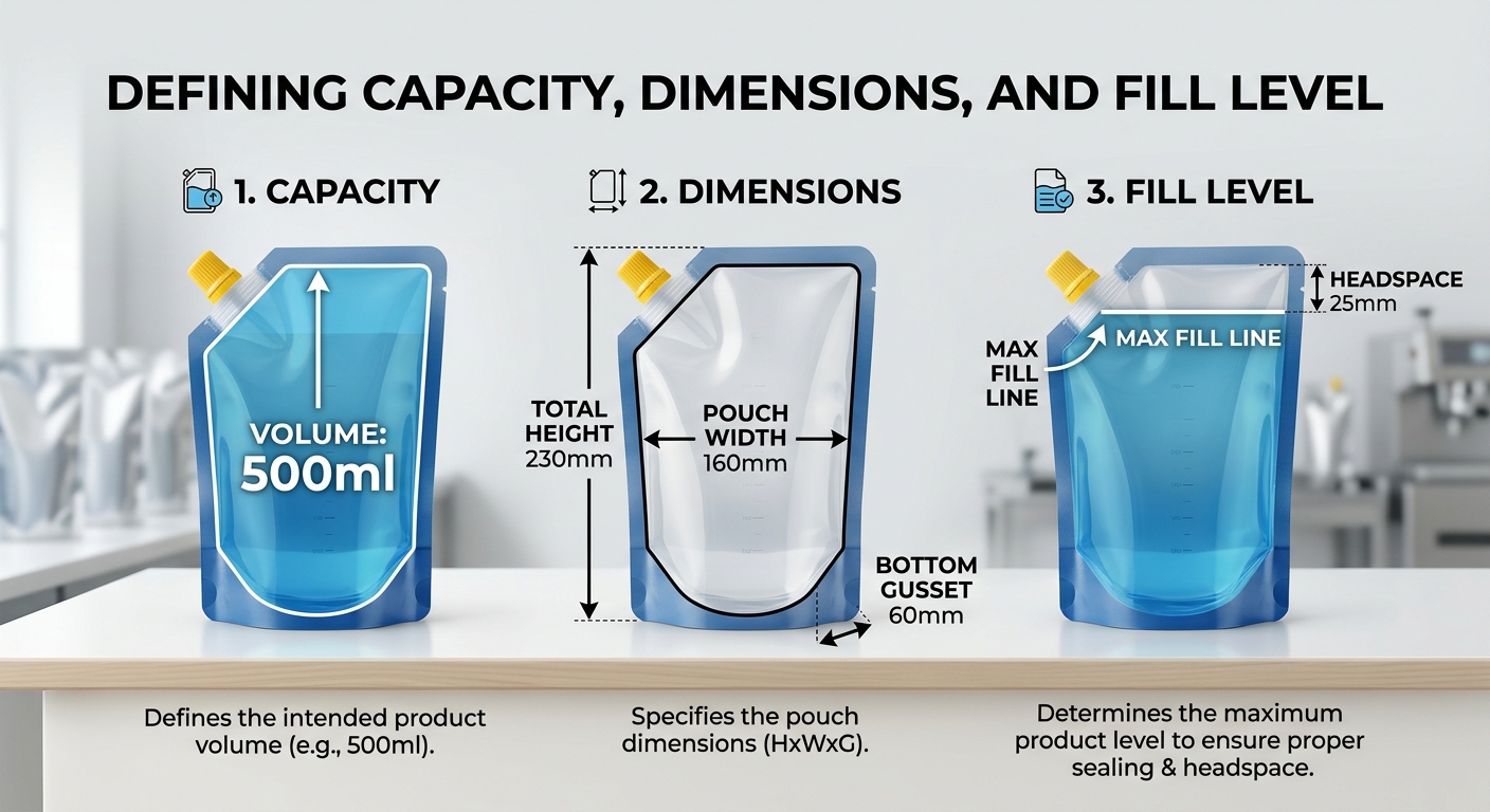 Define Capacity, Dimensions, and Fill Level