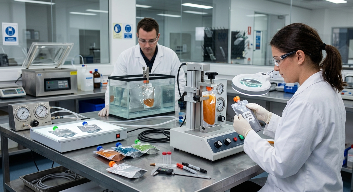 Retort spout pouch validation and integrity testing