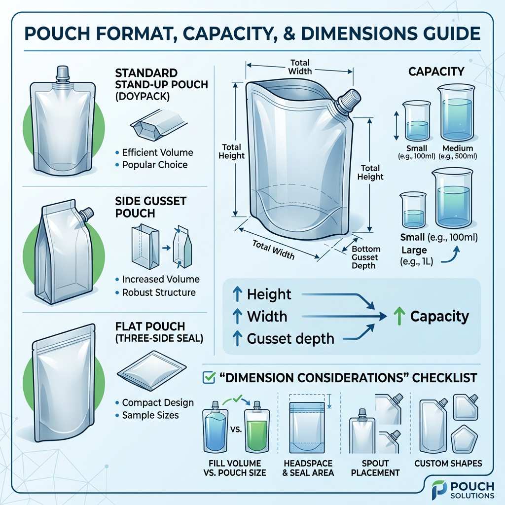 Pouch Format, Capacity, and Dimensions