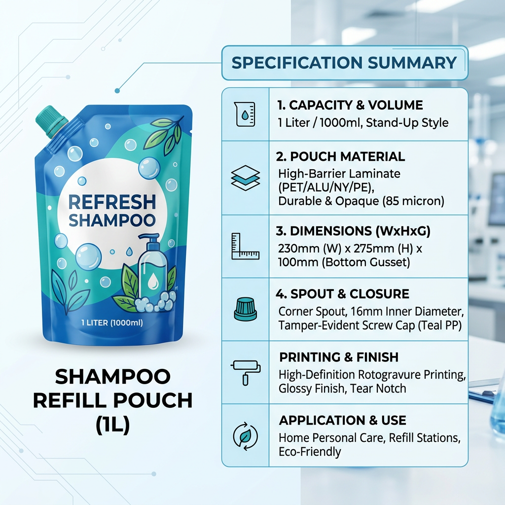 Shampoo Refill Pouch Specification Summary