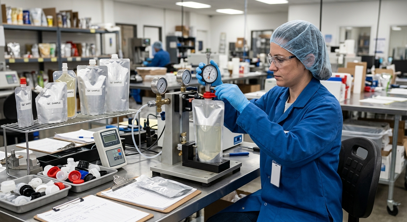 Quality testing for spout pouch closures and seals