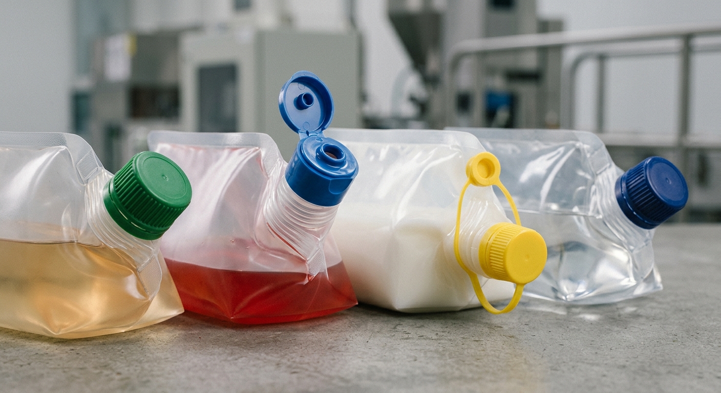 Screw and flip-top caps for spout pouches