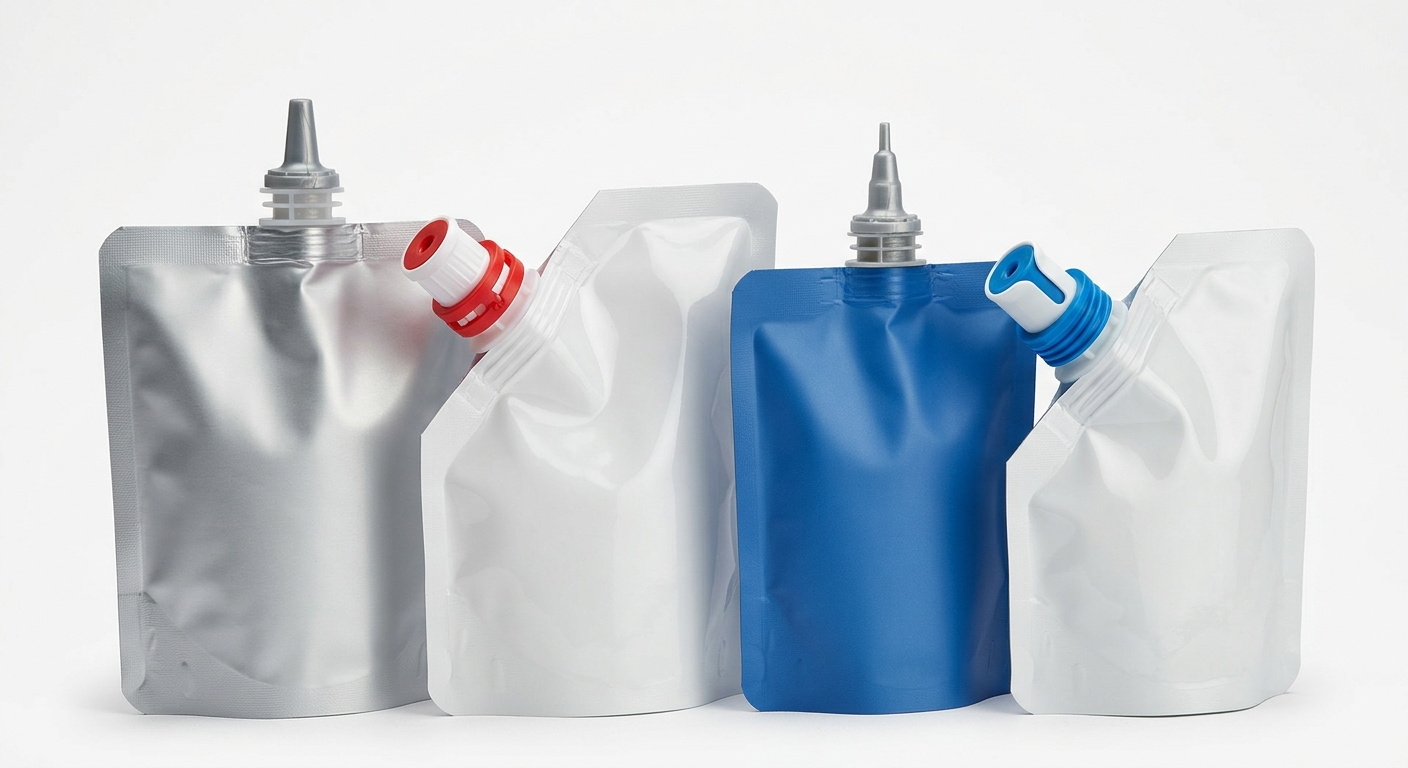 Controlled-flow dispensers for spout pouches