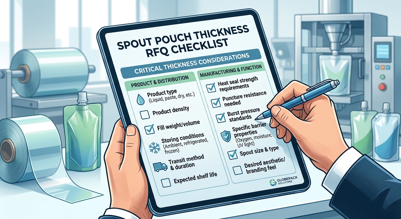 Spout pouch thickness RFQ checklist