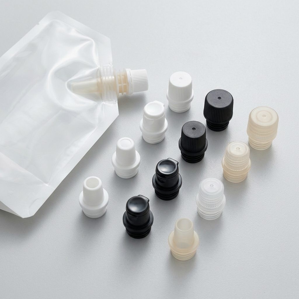 Spout and cap fitment options for custom flexible pouches