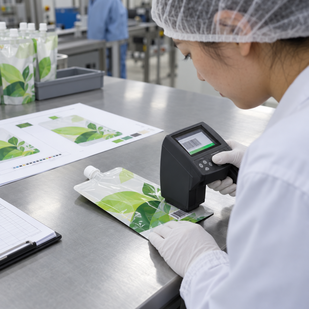Barcode verification on a printed custom spout pouch