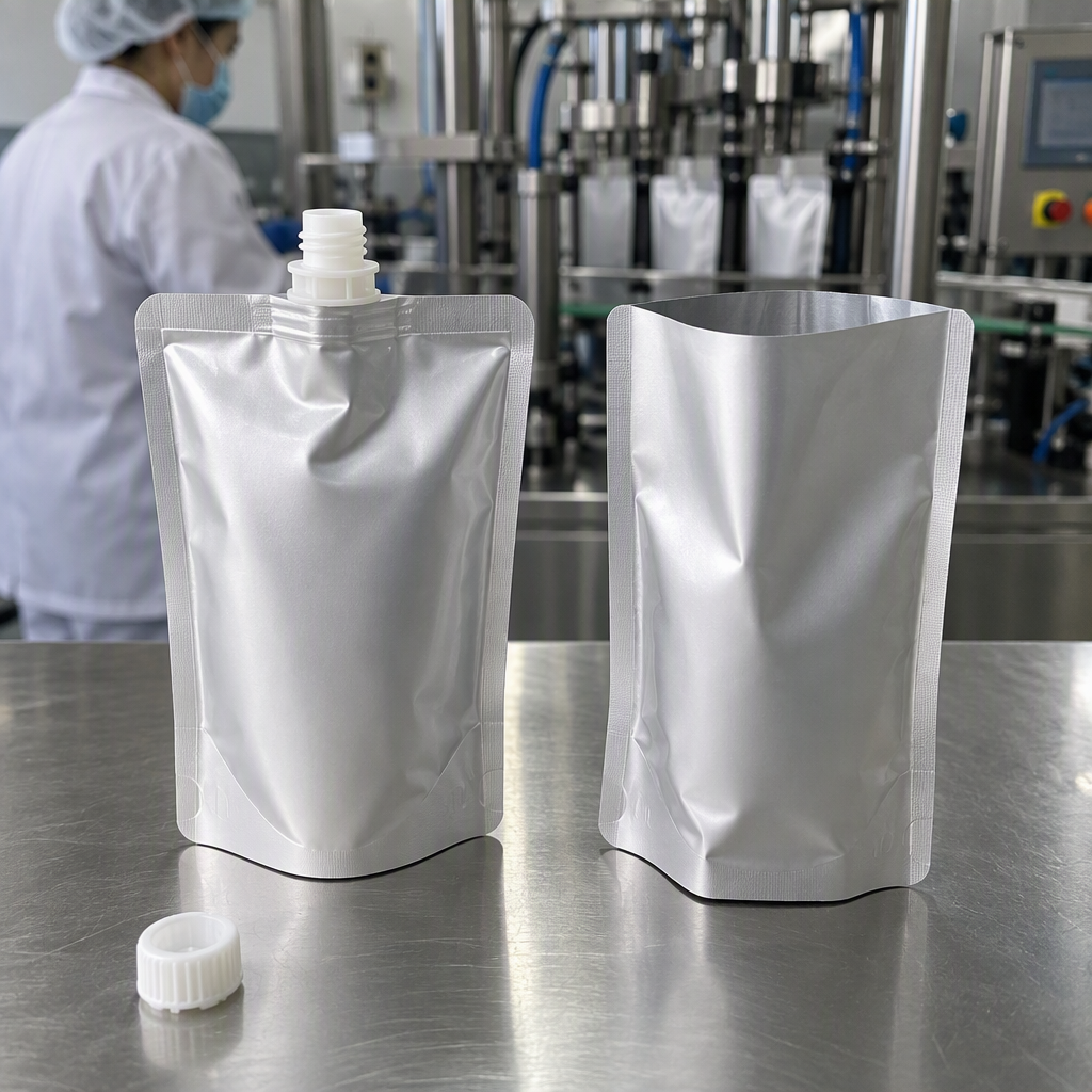Pre-made pouches configured for through-spout and open-top filling