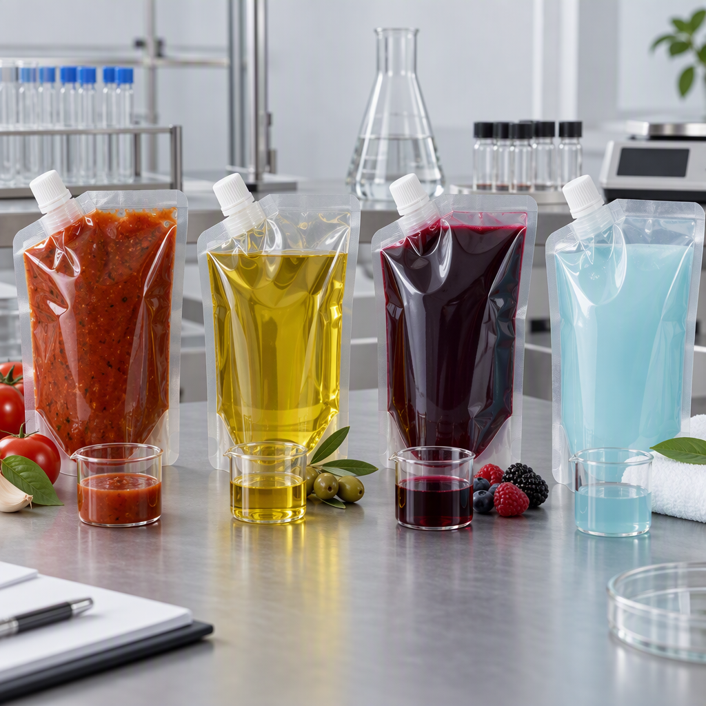 Different liquid products with distinct spout pouch shelf-life risks