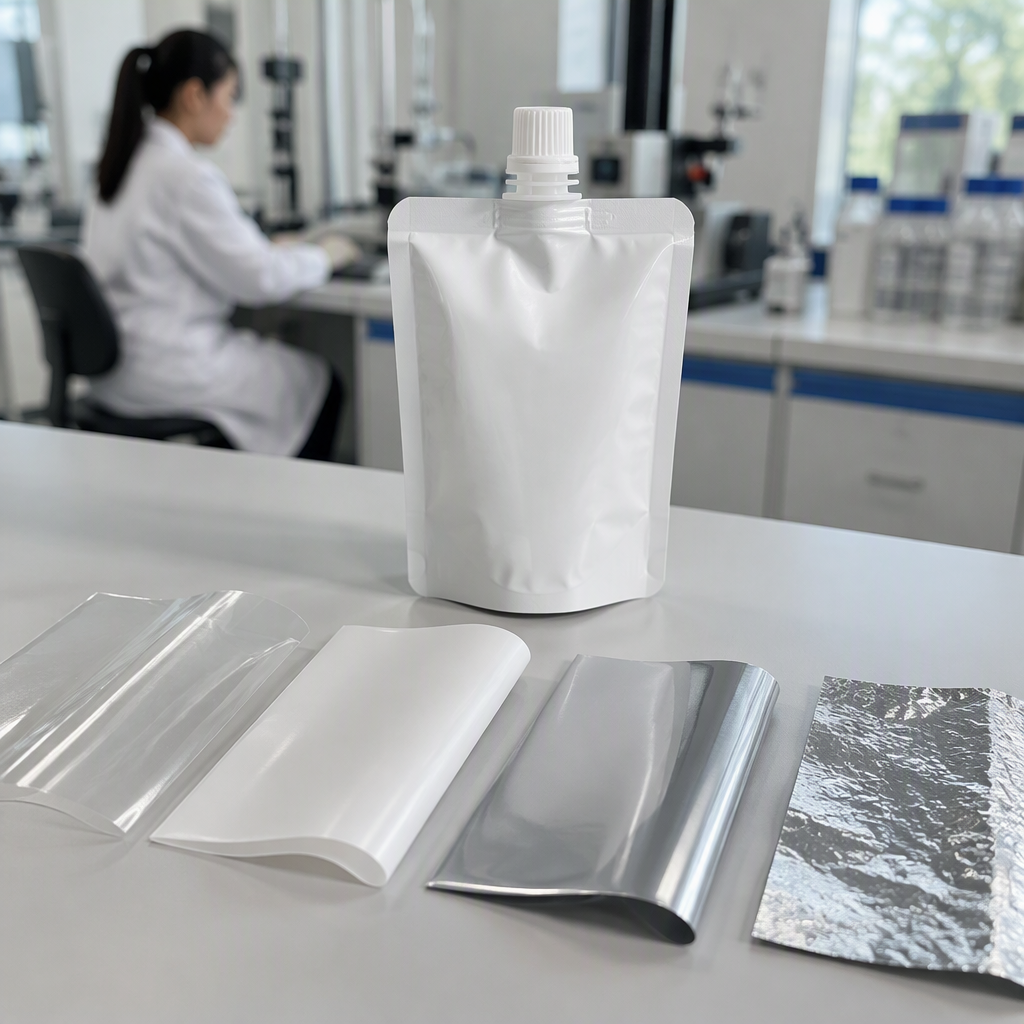 Multilayer barrier films used to manufacture spout pouches