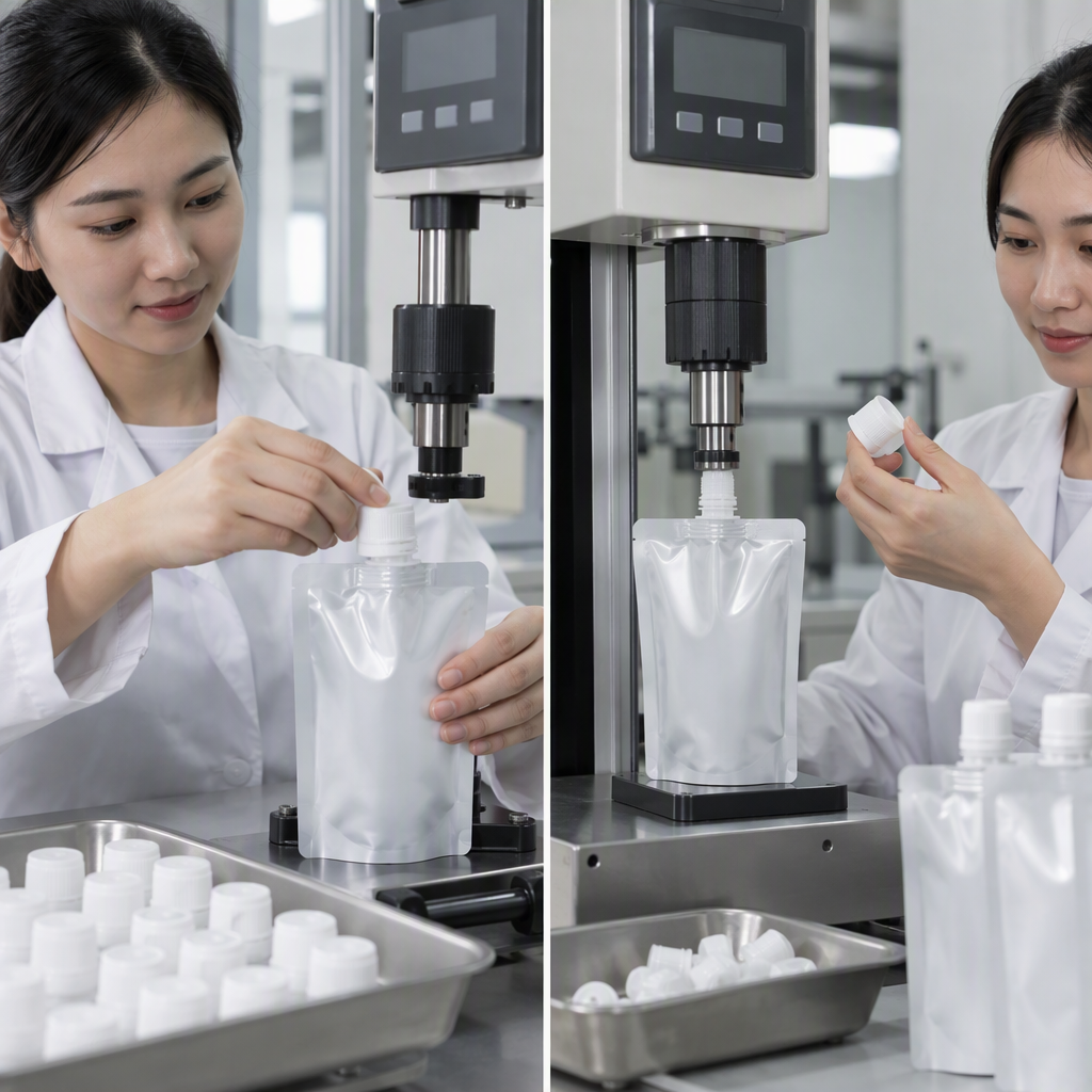 Comparison of cap application torque and cap removal torque testing on spout pouches