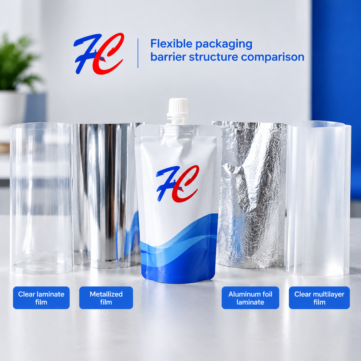 Comparison of clear, metallized, foil, and multilayer flexible packaging materials