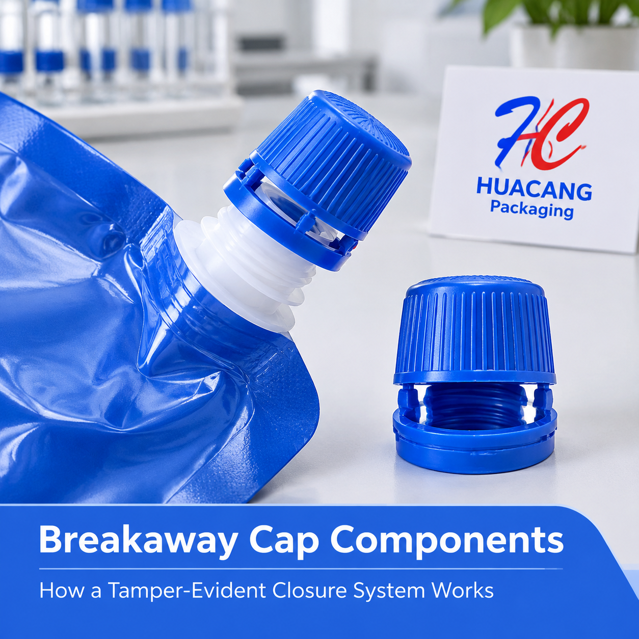 Close-up of a breakaway cap showing frangible bridges and retaining ring